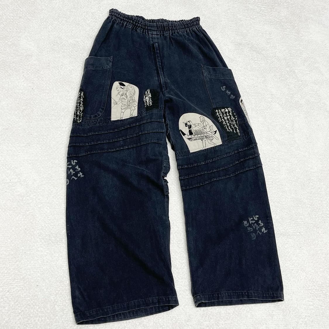 재팬 빈티지 우키요에 절개 밴딩 팬츠  상품이미지2