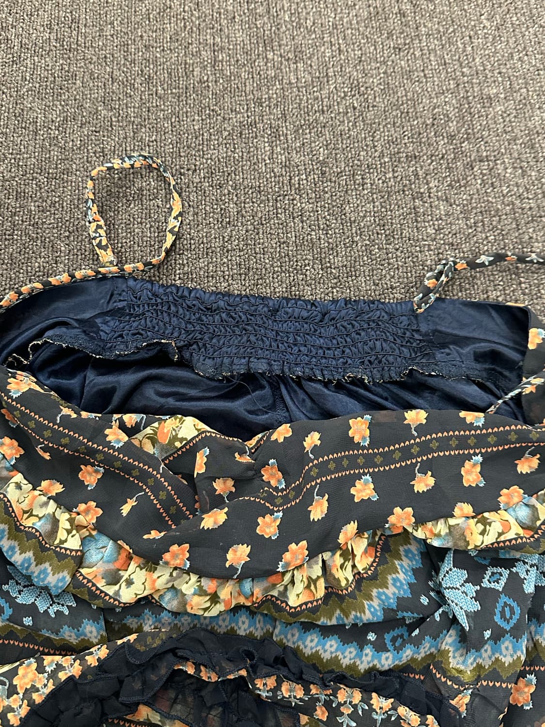 OS)Japanese vintage 플라워 패턴 뷔스티에 원피스 상품이미지5