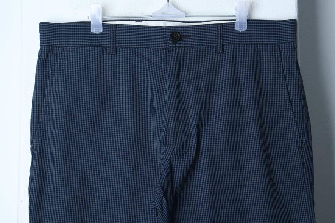 (L-XL) 클럽모나코 면바지 팬츠 한섬 체크 블루 아메카지-P10192 상품이미지3