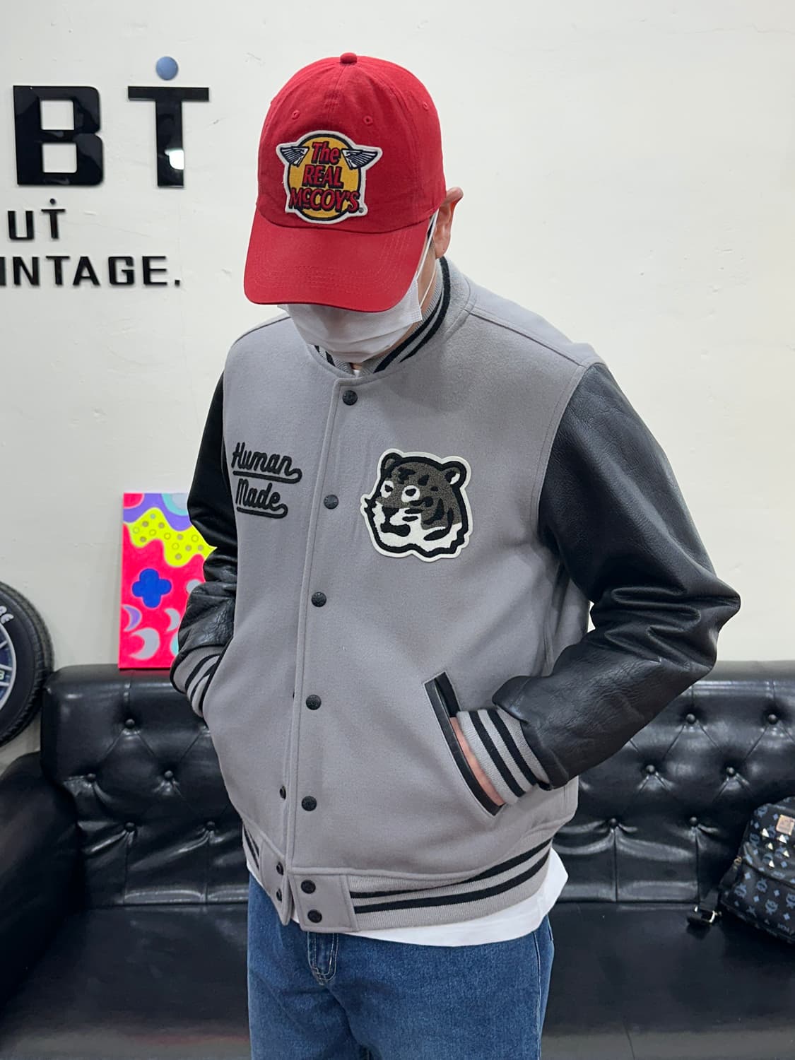 휴먼메이드 호랑이 바시티 그레이 XL 상품이미지2