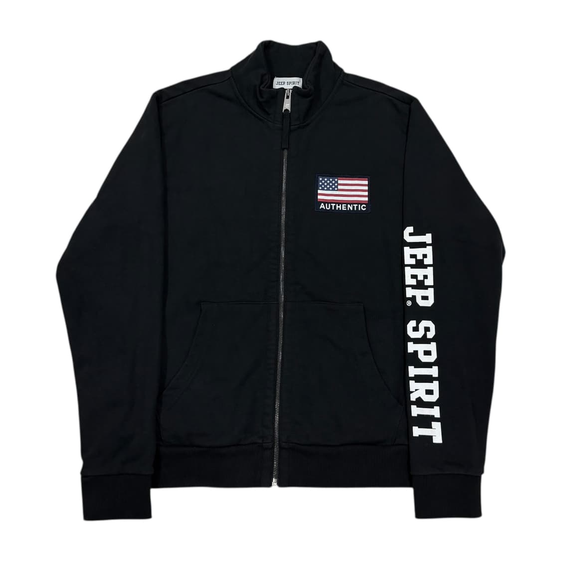 지프 빈티지 Y2K 성조기 아틀레틱 면 집업 져지 블랙 XL 105 상품이미지2