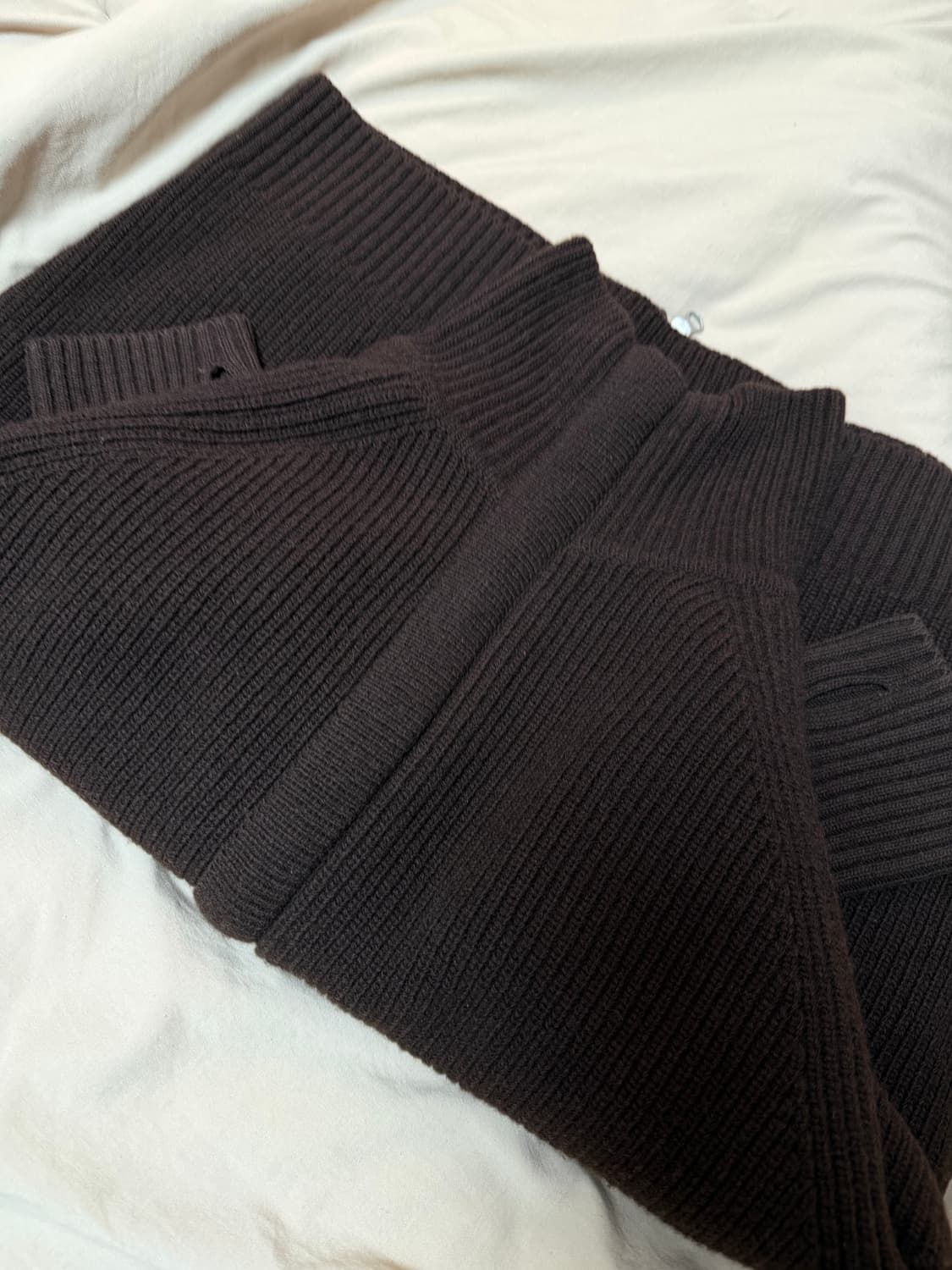 토니웩 슈퍼 파인 메리노 울 플래킷 집업 니트 다크 브라운 상품이미지2