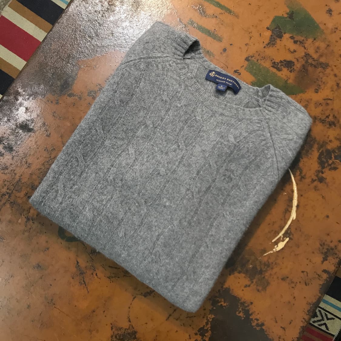 브룩스브라더스 그레이 케이블 울 니트 남성 105 사이즈  상품이미지1