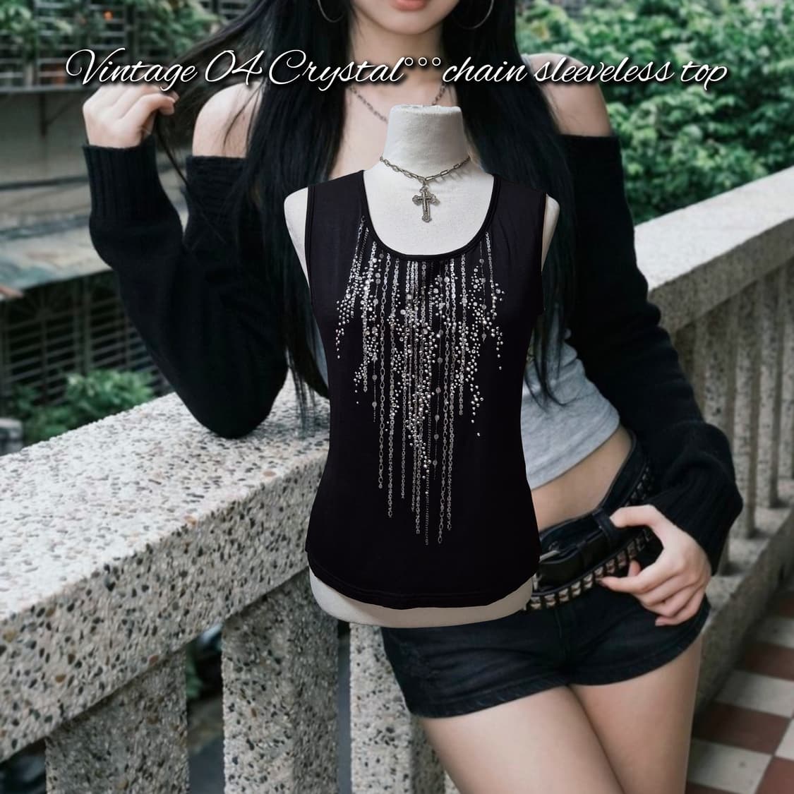 Vintage 04 Crystal°°°chain sleeveless 상품이미지1