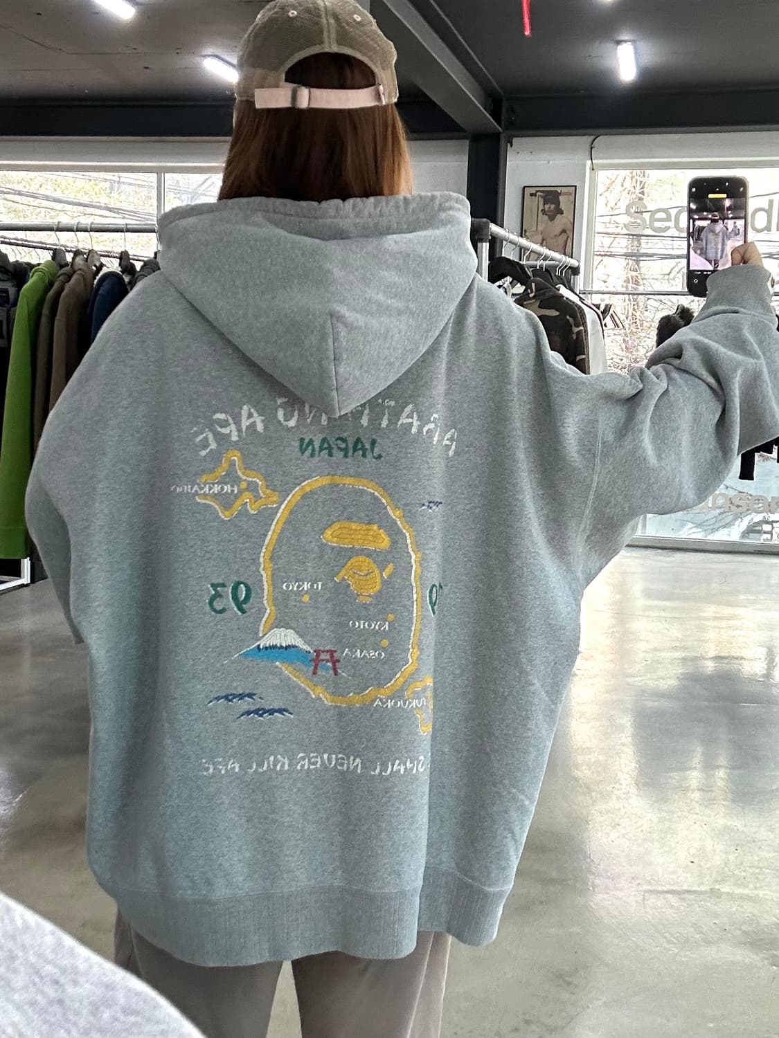 베이프 재팬 빅사루 루즈핏 풀오버 후드티 상품이미지1