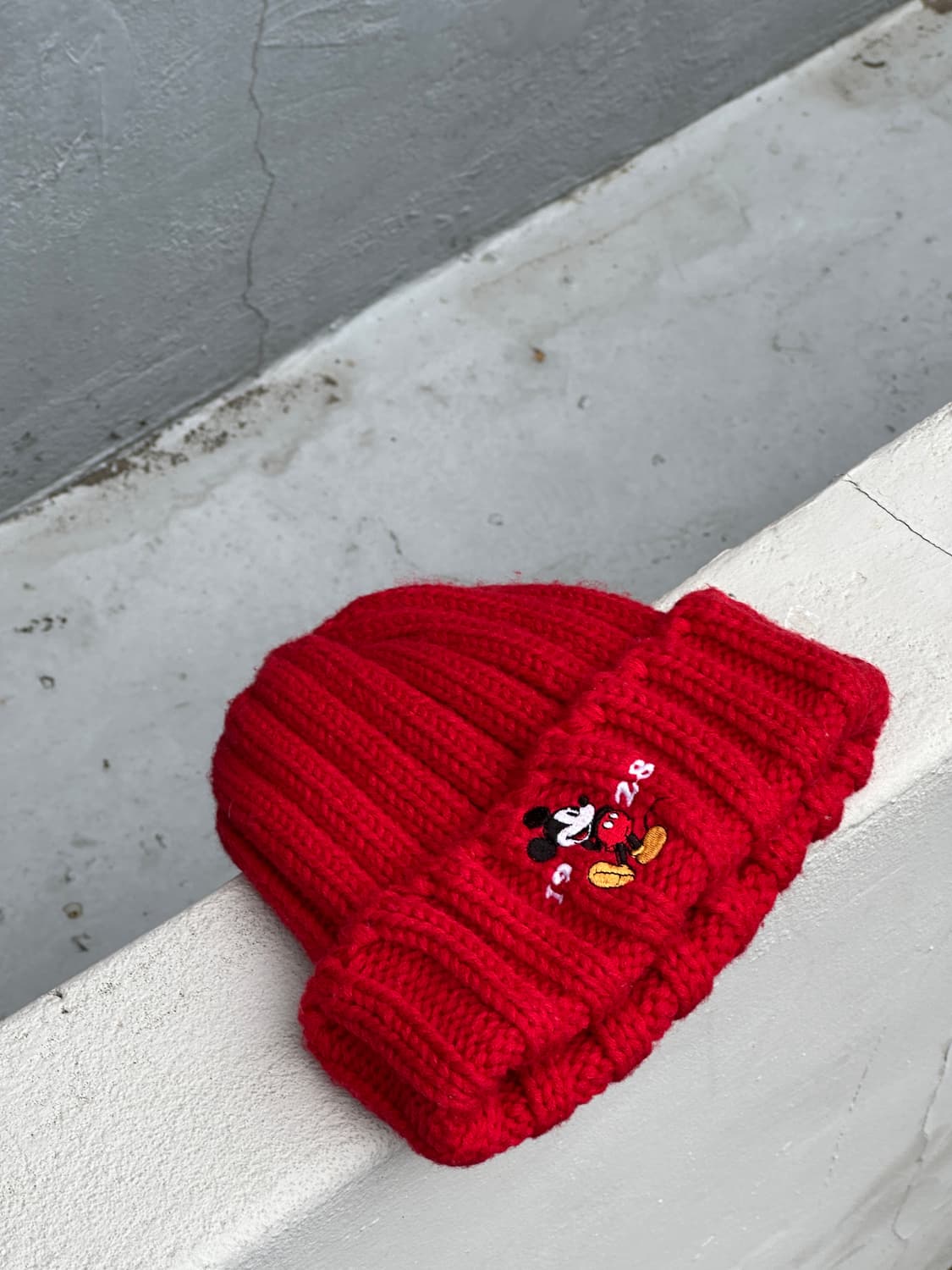 [S-M] 디즈니 미키마우스 로고 레드 비니 모자 상품이미지4