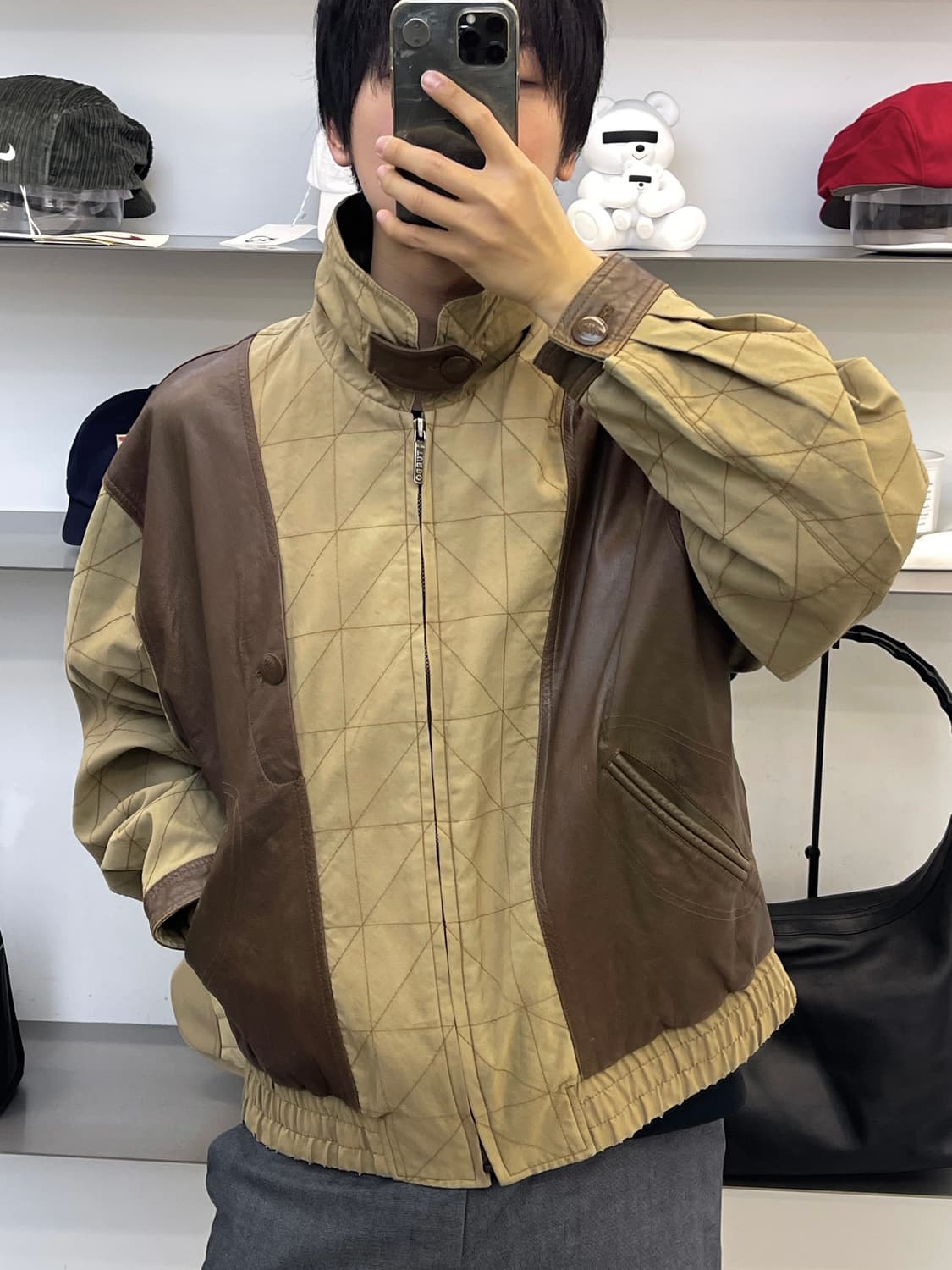 Turbo 90s 레더 퀄티드 헌팅 자켓 상품이미지2