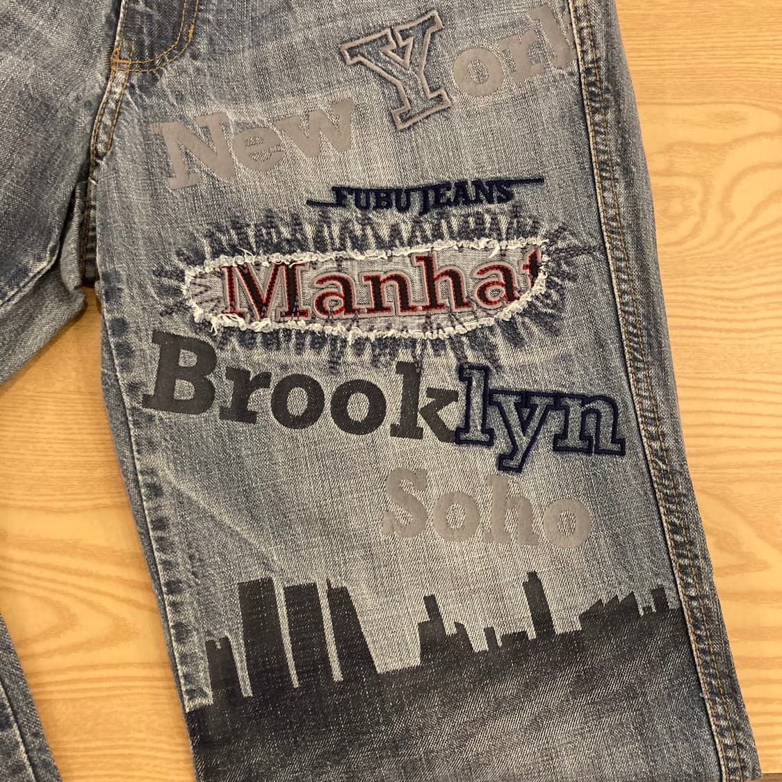 90s 후부 FUBU 힙합 올드스쿨 브루클린 데님 팬츠 상품이미지3