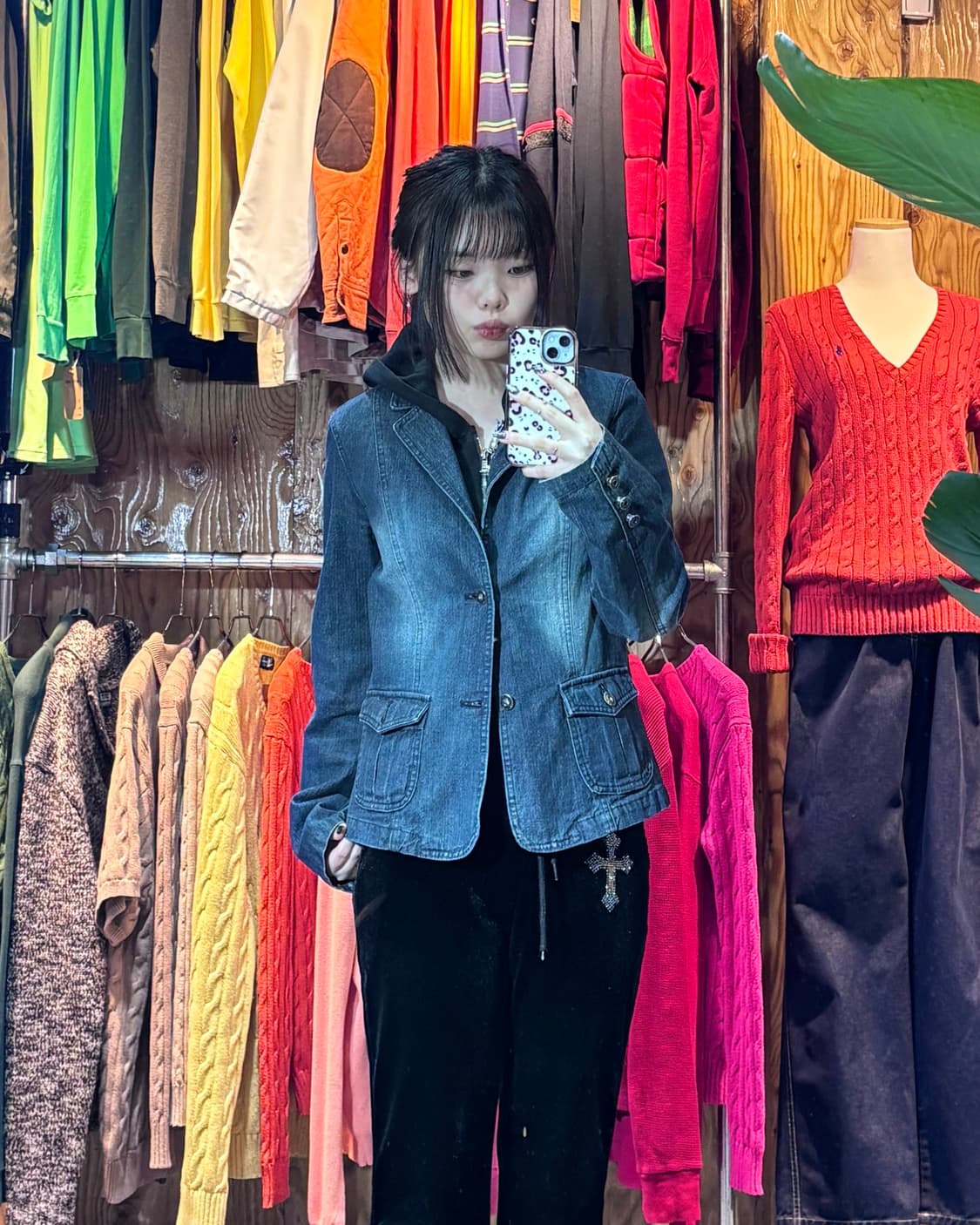 M 푸부 우먼스 워시드 데님 블레이저 상품이미지1