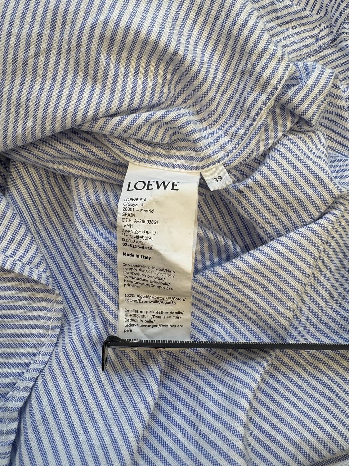 로에베 스트라이프 레더 포켓 셔츠 상품이미지4