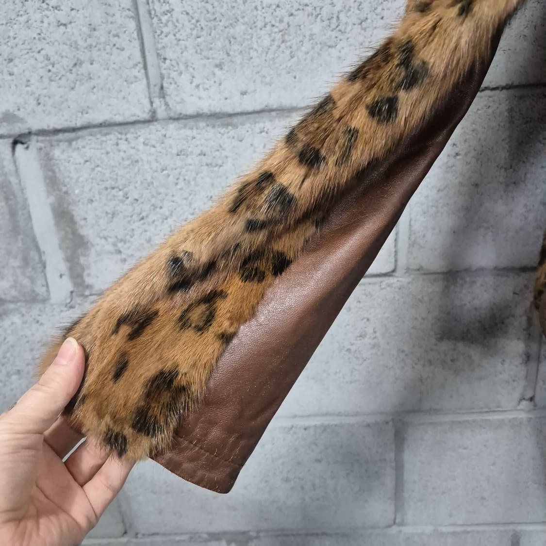 호피밍크트리밍 가죽자켓 상품이미지7