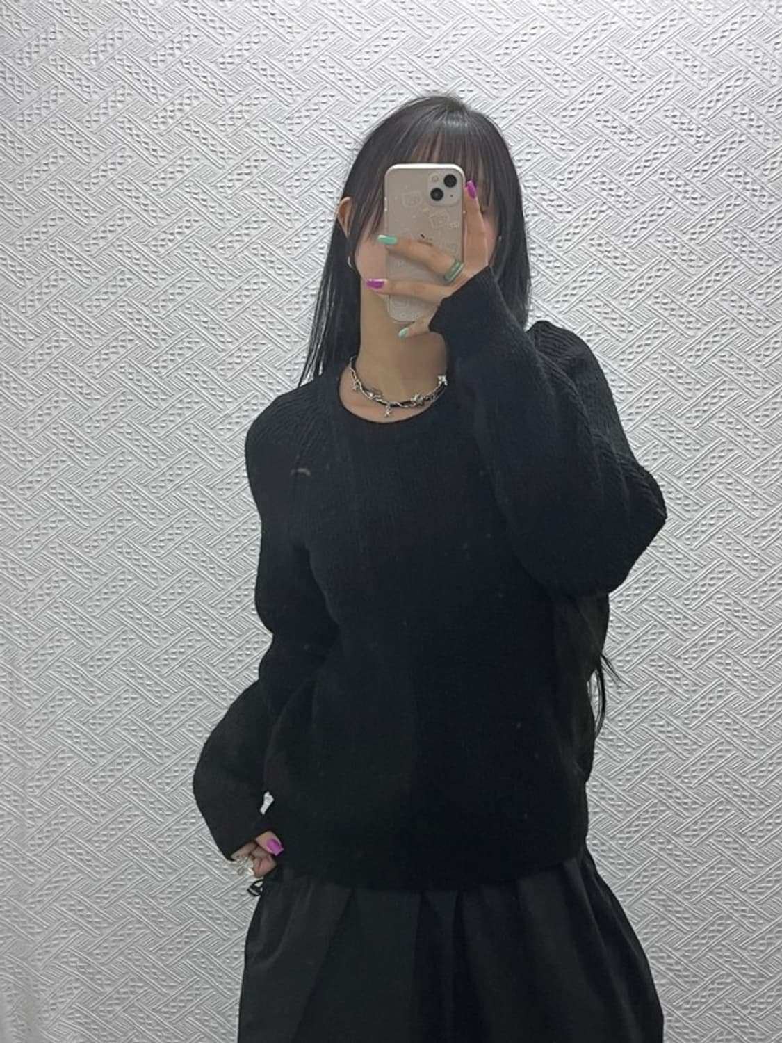 앤더슨벨 빈티지 모던시크 올블랙 니트 S C07303 상품이미지2