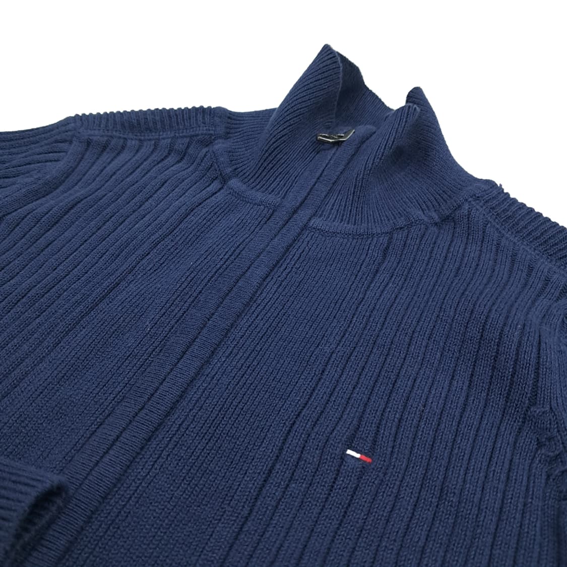 CN949 M 타미힐피거 데님 다크네이비 풀집업 니트 스웨터 상품이미지5
