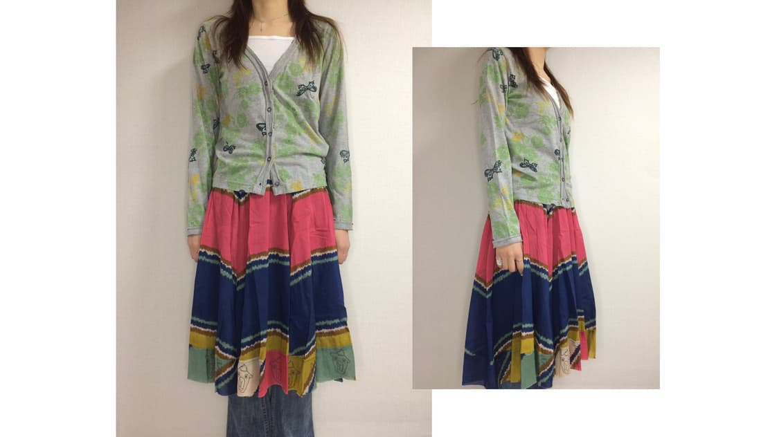 Ne-net 네넷냐 컬러풀 웨이브 밴딩 스커트 상품이미지1