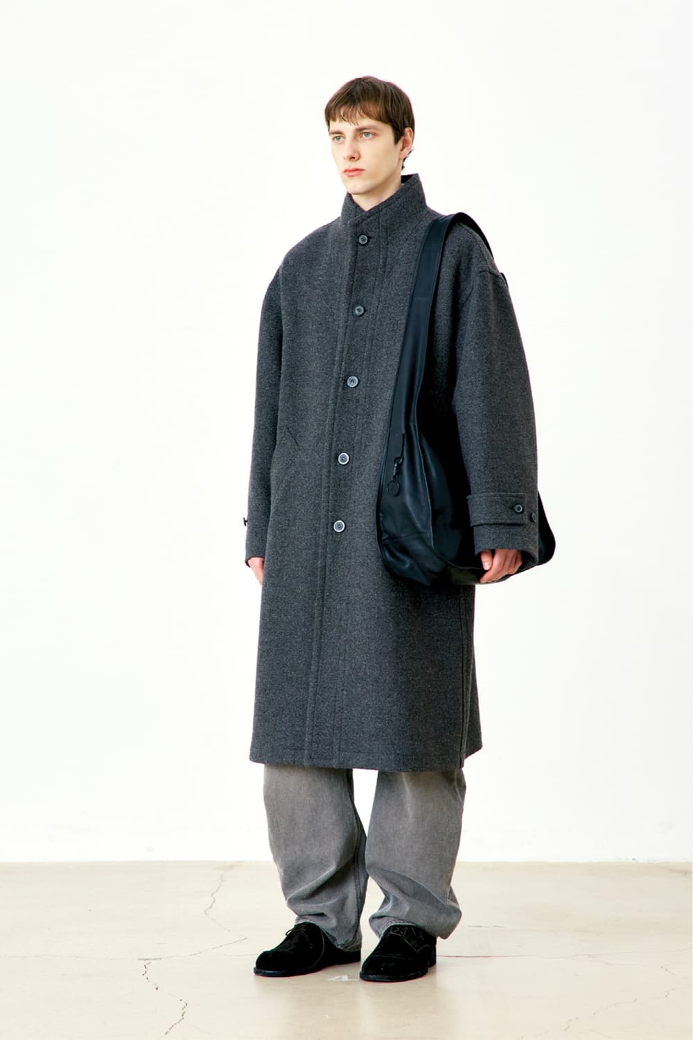 (XL) 쿠어 캐시미어 블렌드 하이넥 코트 (신더그레이) 새상품 상품이미지3