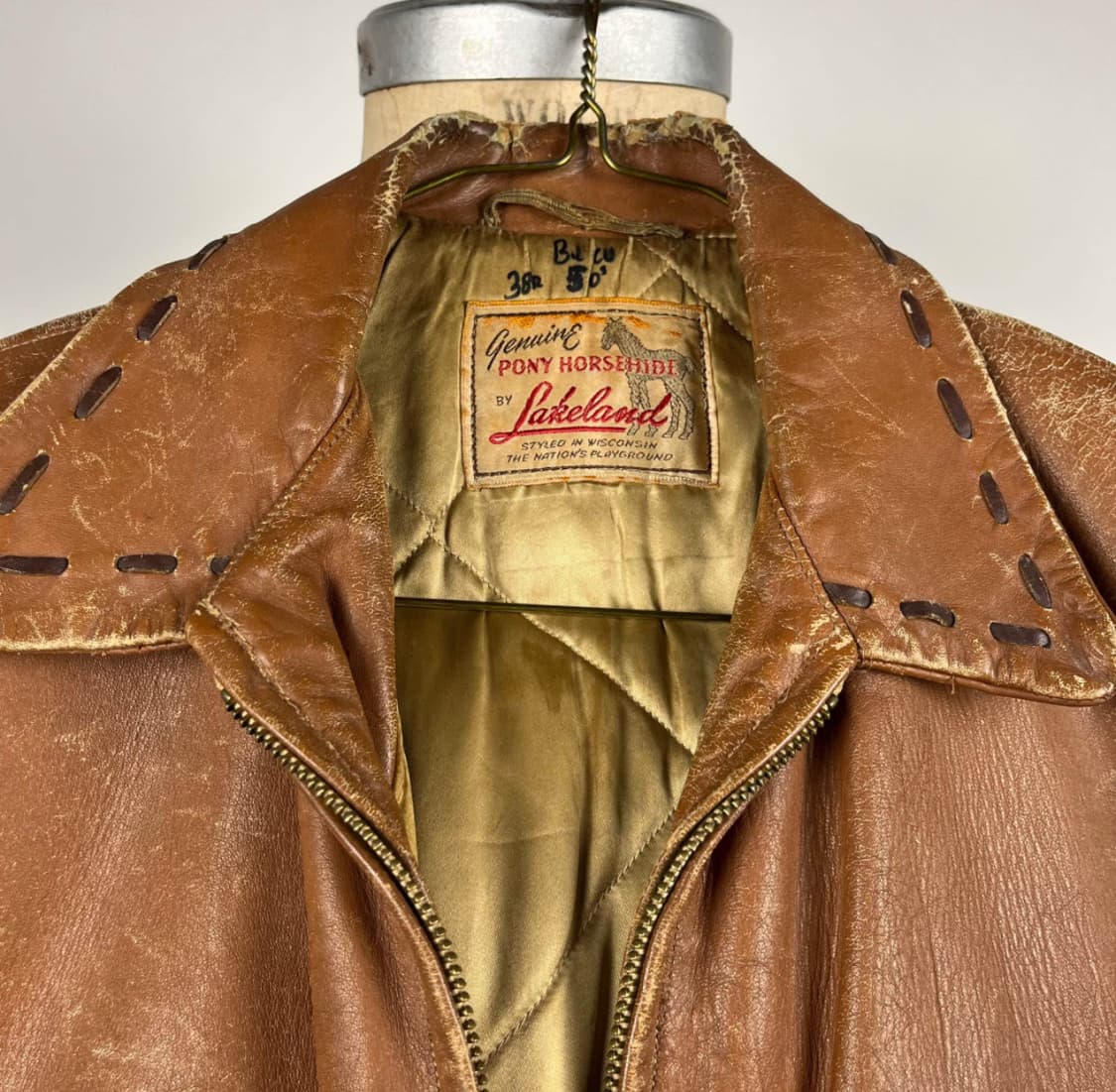 1950s Lakeland 포니홀스하이드 A-2 웨스턴 레더자켓 상품이미지10