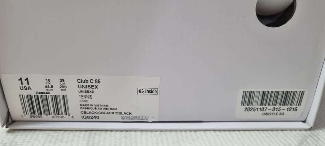 리복 자운드 클럽 c 트리플 블랙 290 상품이미지5