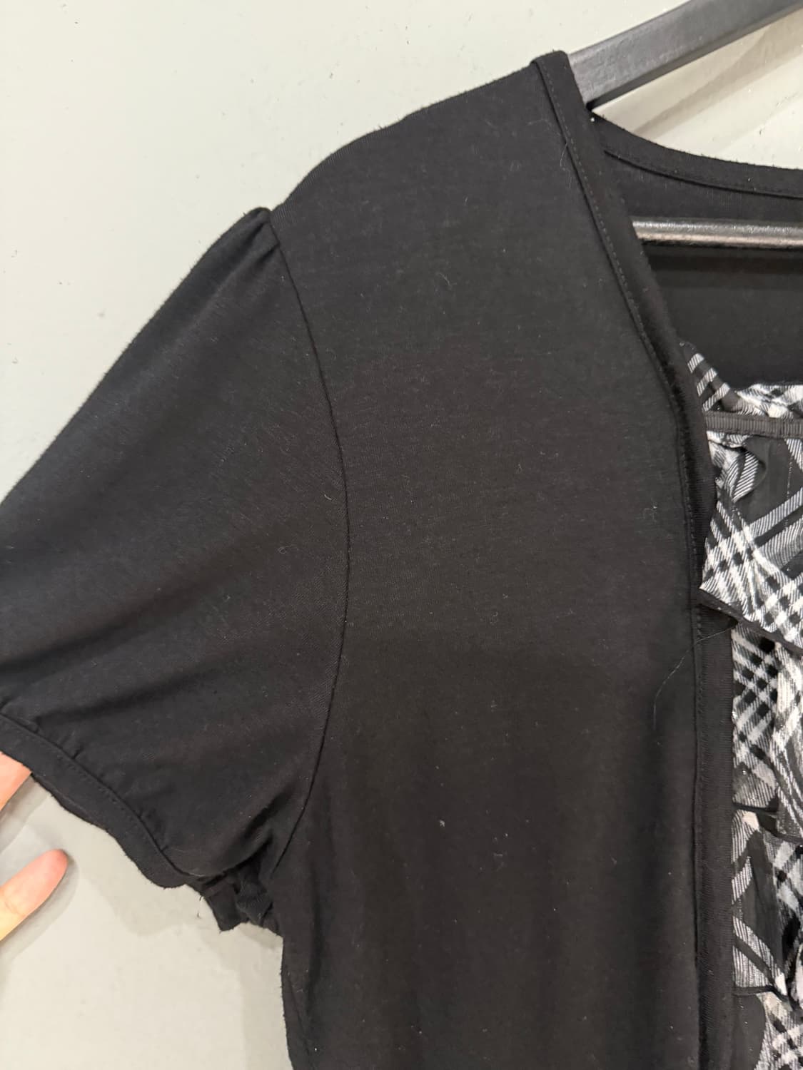 check pattern layered detail top  상품이미지7