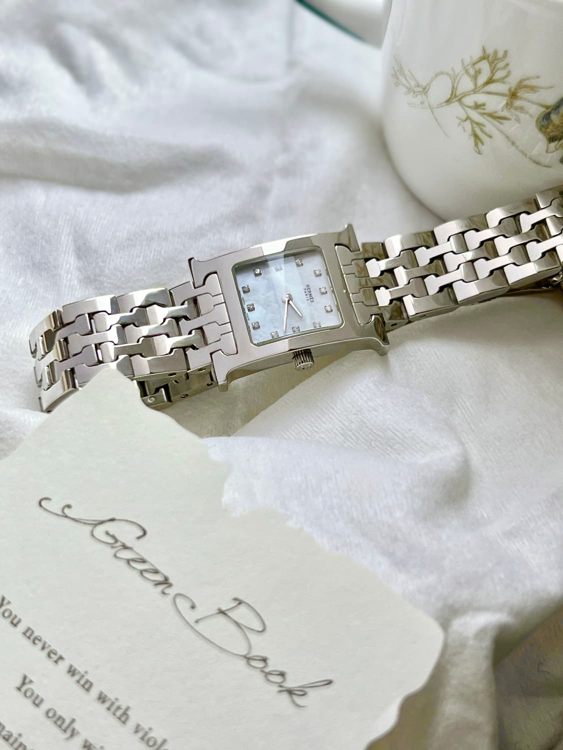 에르메스 12p 다이아 화이트 쉘 H아워 시계 /정품감정.케어  상품이미지7