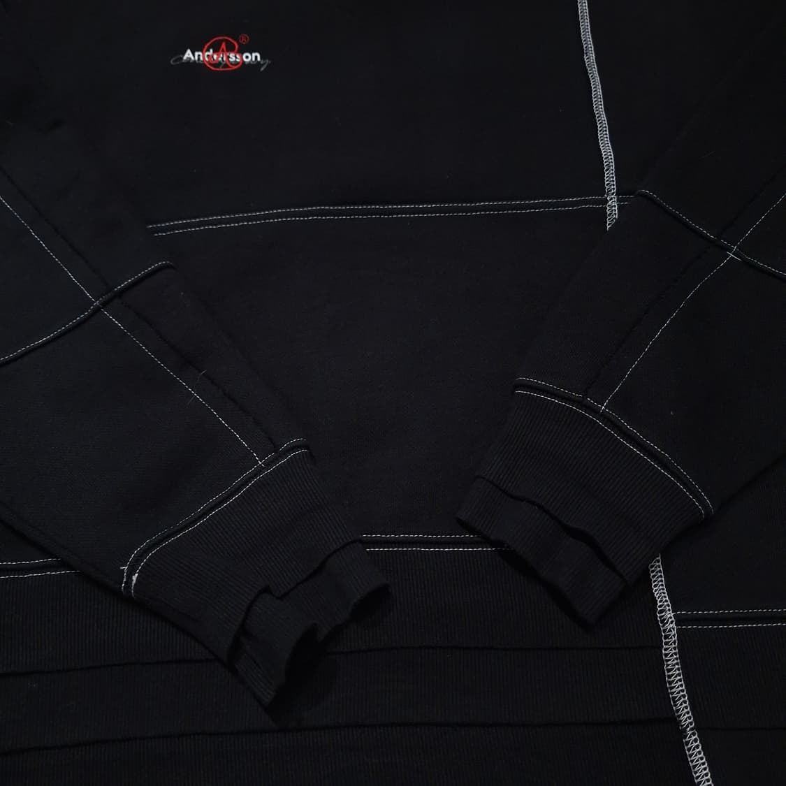 앤더슨벨 블랙 화이트 레이어드 언발란스 스트릿 기모 맨투맨 상품이미지8