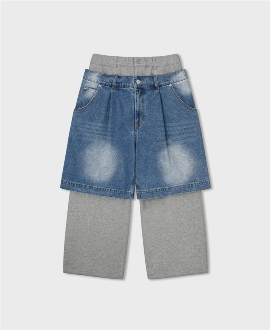 앵글런 데님 레어어드 팬츠 Denim Layered Sweat Pants 상품이미지1