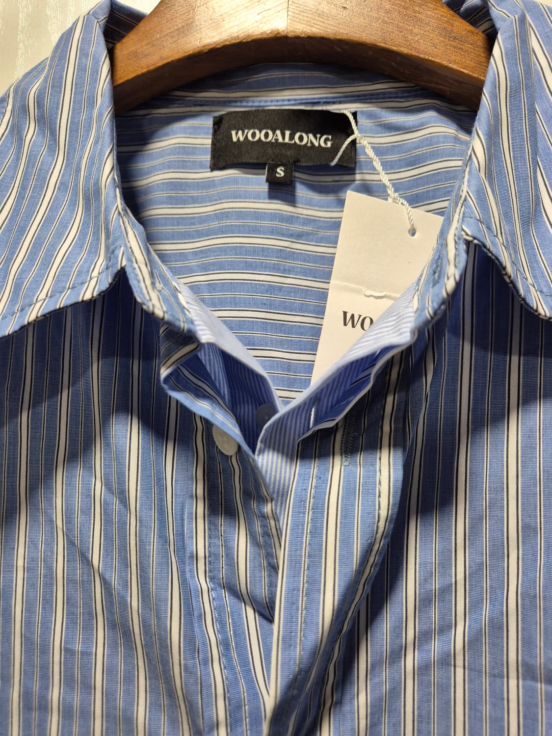 (세일)(새상품)우알롱 스트라이프 레이어드셔츠 블루 상품이미지2