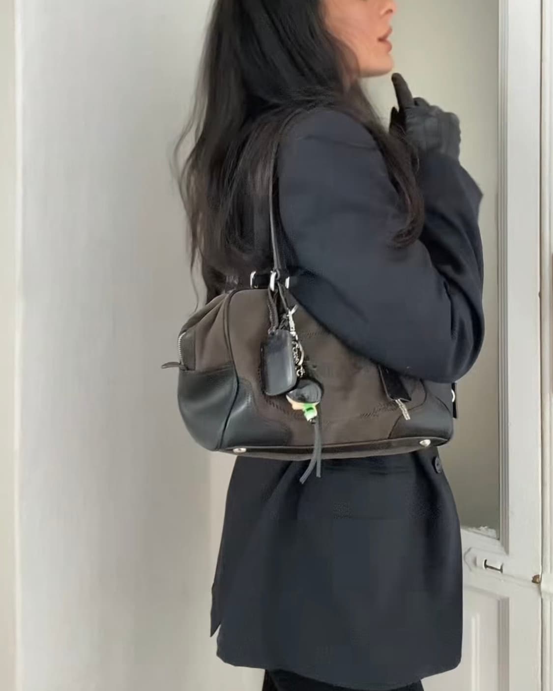 빈티지 프라다 로고 자카드 숄더백  상품이미지10