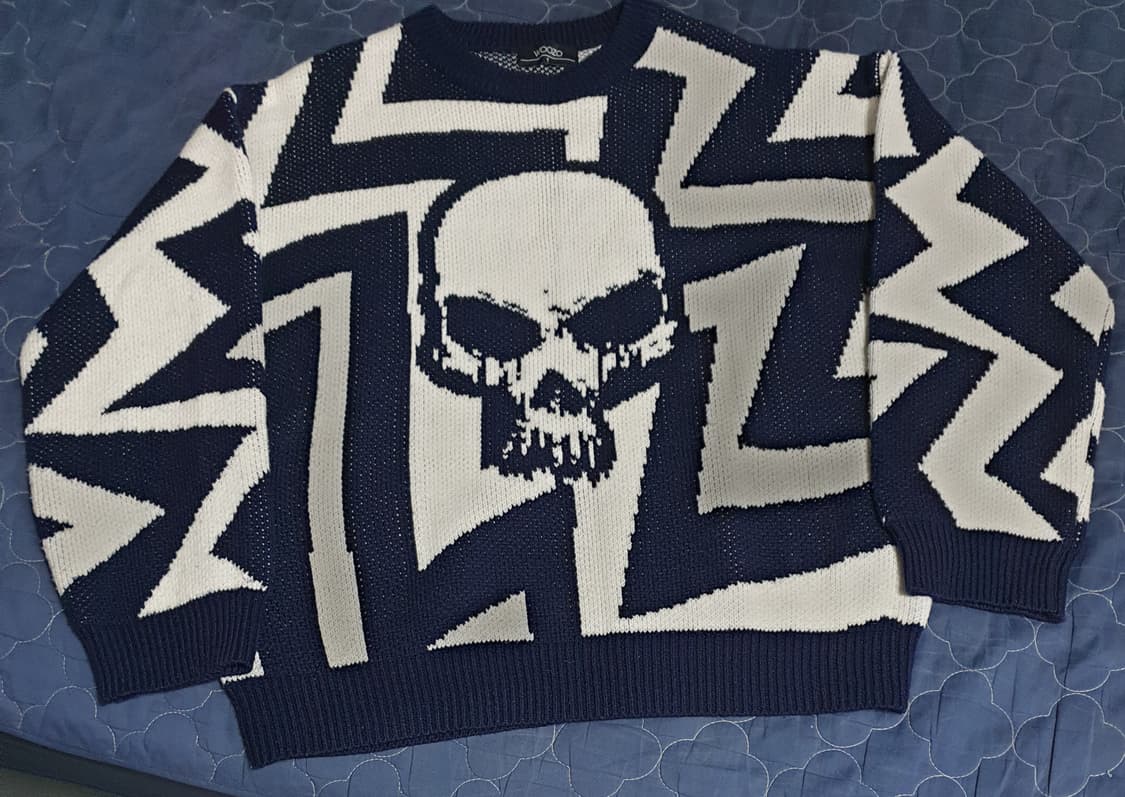 WOOZO 데드 오컬트 지그재그 니트 네이비 (L) 상품이미지1