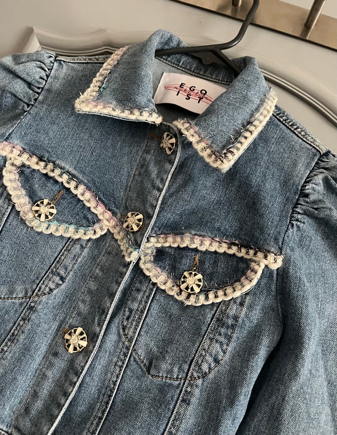 에고이스트 어깨 셔링 데님 자켓 55사이즈 상품이미지4