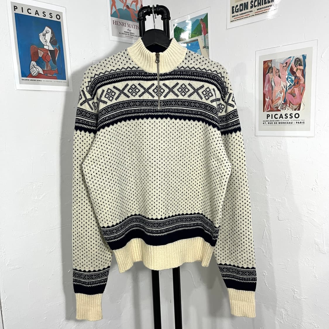 폴로 패턴 반집업 니트 상품이미지1