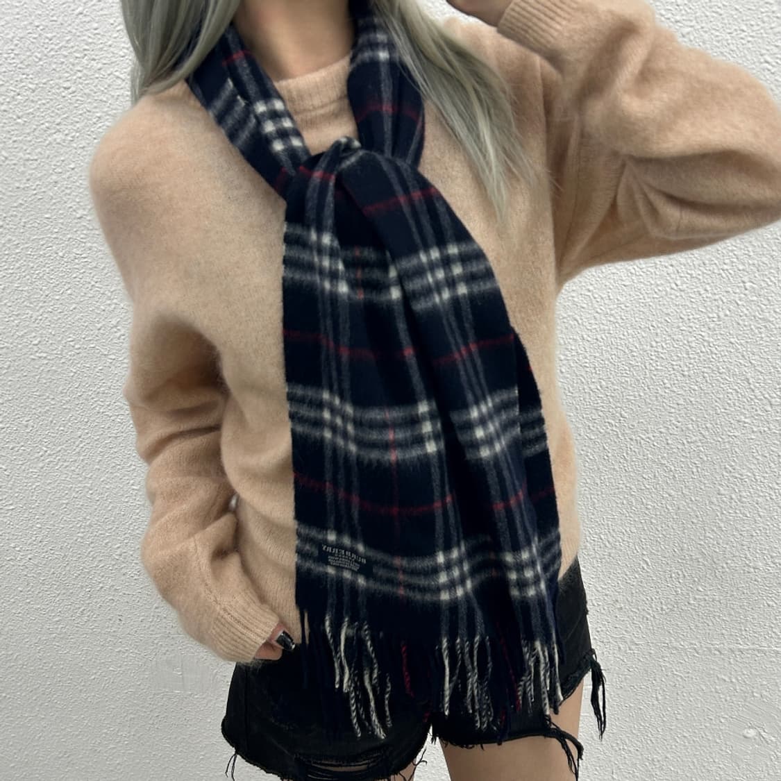 버버리 네이비 노바체크 램스울 머플러 상품이미지1