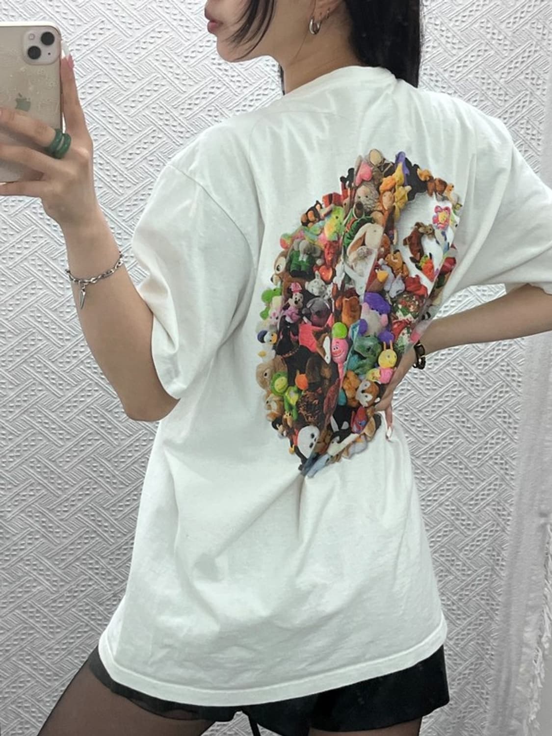 스투시 빈티지 스트릿 키치 에잇볼 플러시 반팔티 L C12495 상품이미지1