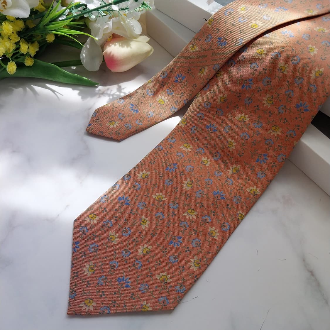 에르메네질도 제냐 실크 플로럴 넥타이 9.5cm A+등급 K640
 상품이미지3