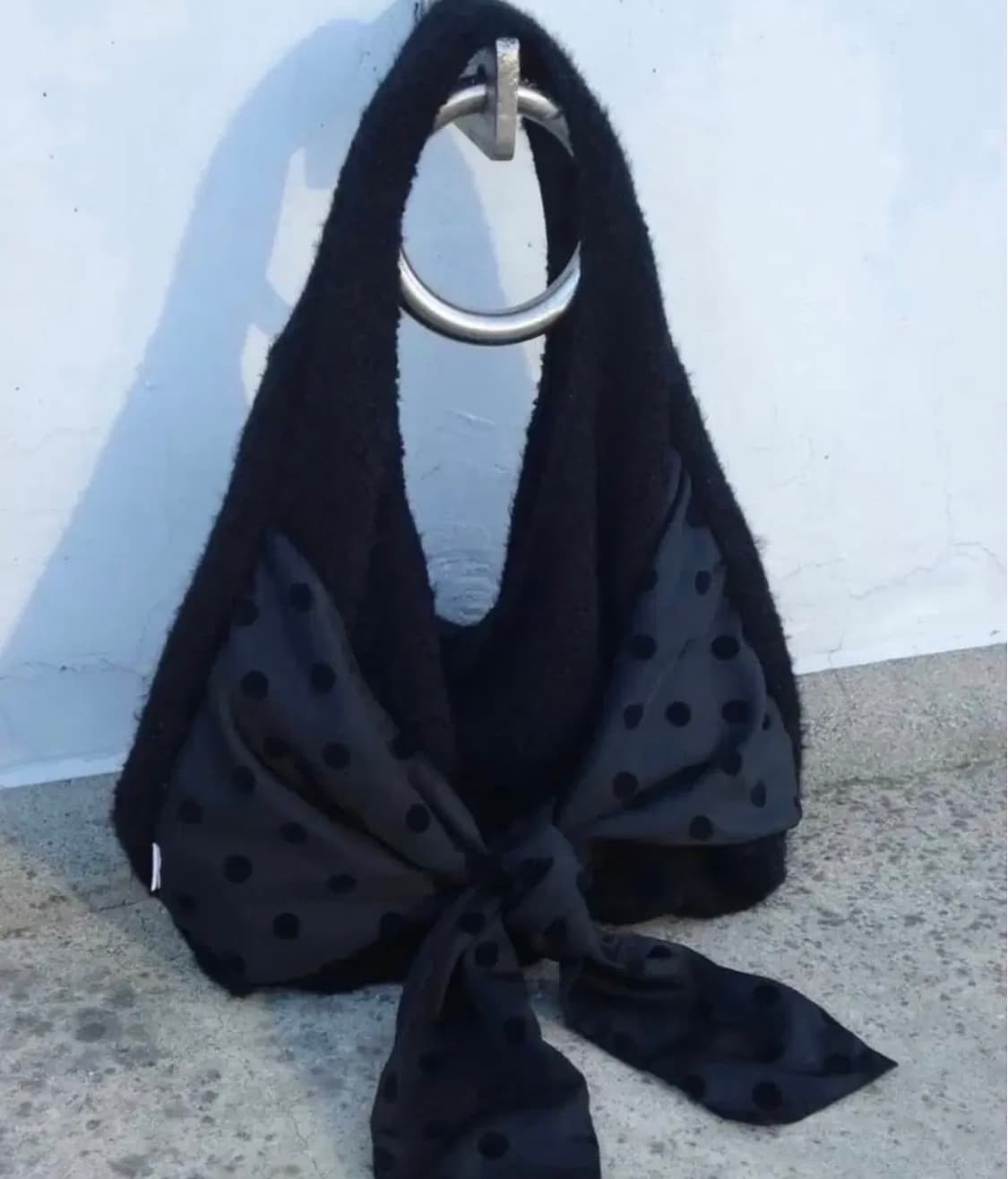 체메씨 도트 리본 호보백 보우 숄더백 백 가방 블랙 챠콜 검정 상품이미지1