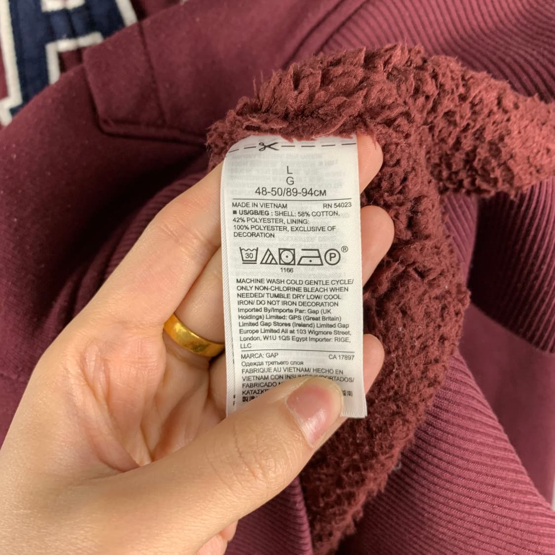 Gap 갭 버건디 후드집업 상품이미지5