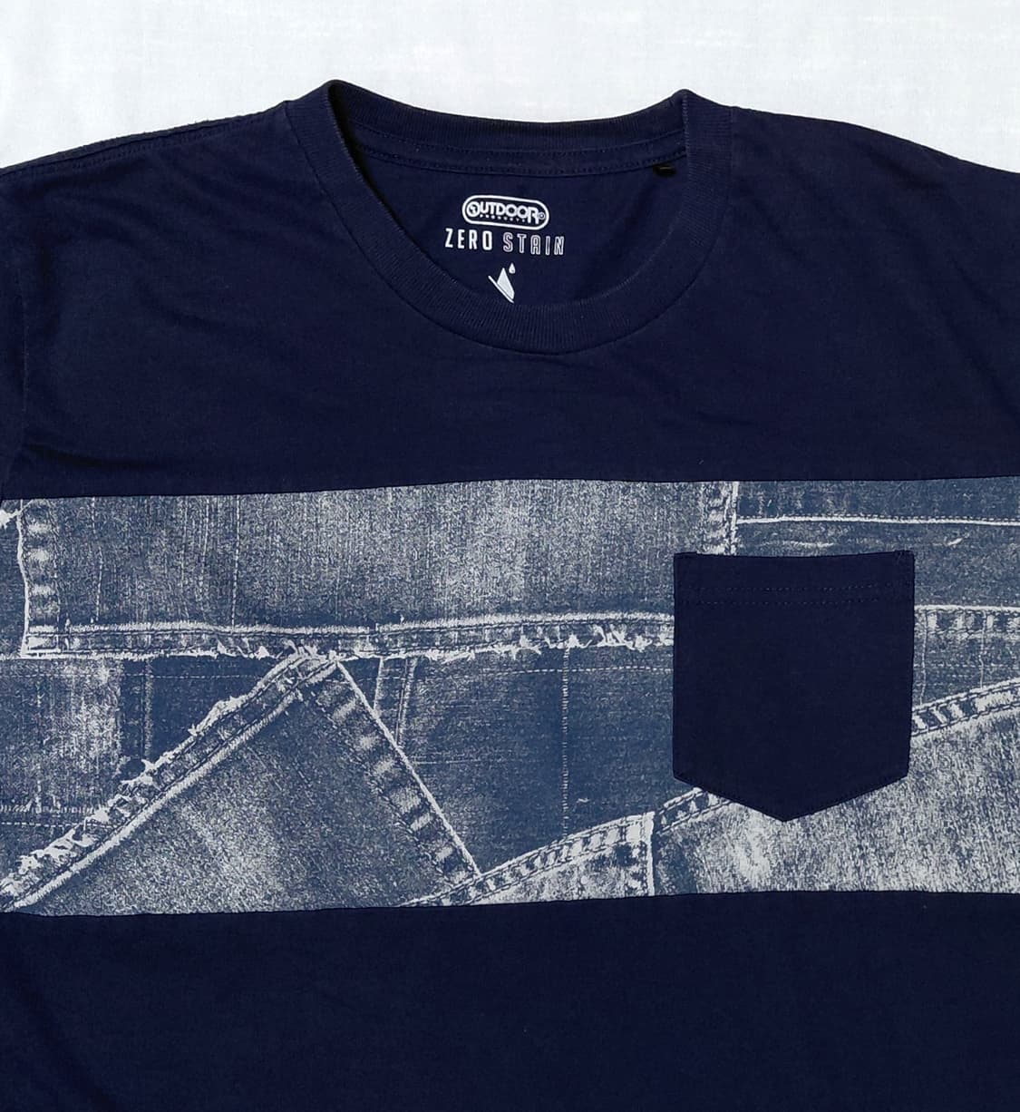 [L] 아웃도어 프로덕츠 제로스테인 데님 패치워크 포켓 티셔츠 (네이비) 상품이미지2