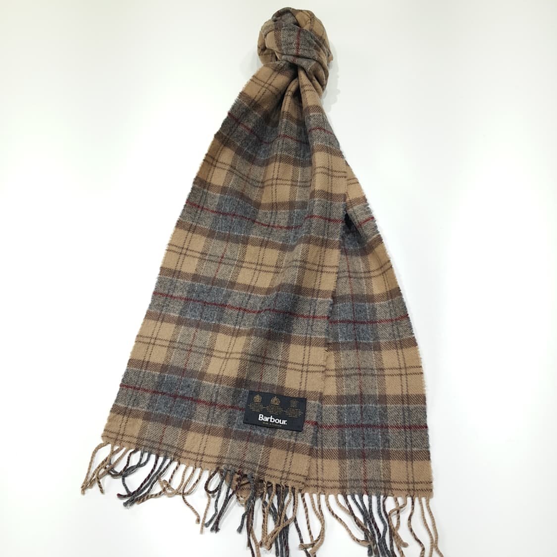 MX620 바버 90s 스코틀랜드판 램스울 클래식타탄 베이지 머플러 목 상품이미지2