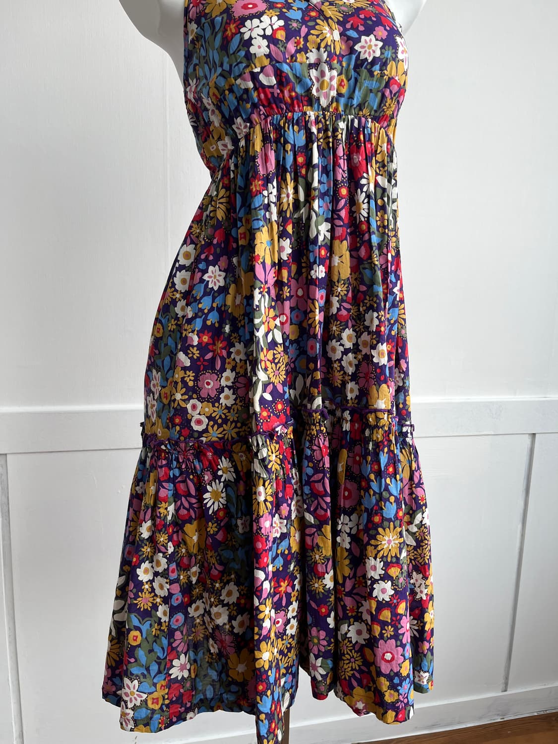 바이올렛 플로럴 패턴 롱 원피스 상품이미지3