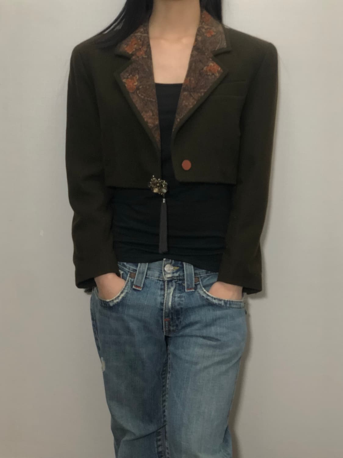 빈티지 브라운 오리엔탈 크롭 자켓 상품이미지8