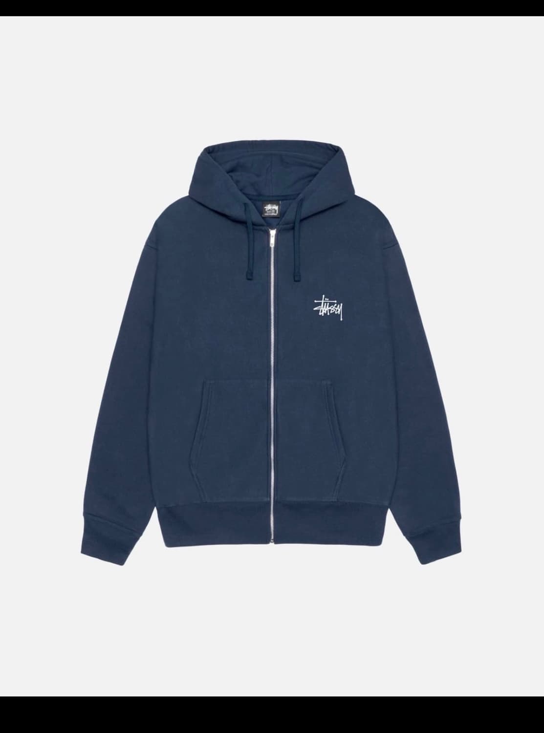스투시 로고 네이비 후드집업 상품이미지1