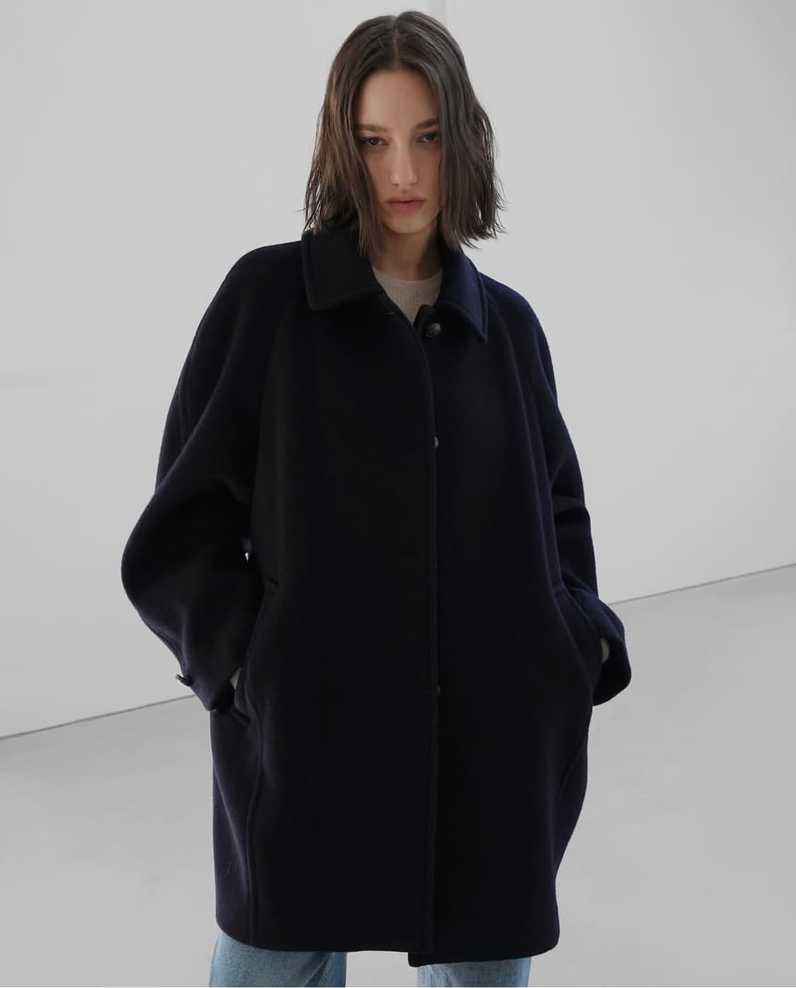 (새상품) 11am 일레븐에이엠 하프 코트 / 네이비 상품이미지2