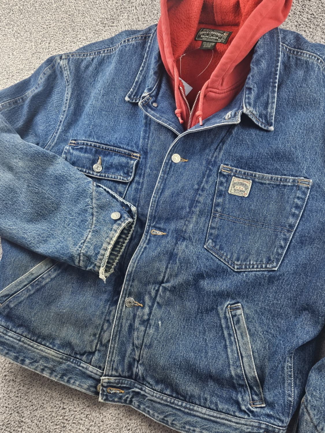 90's 폴로 컨트리 후디 데님 트러커 자켓 ( XL ) / 10582 상품이미지6