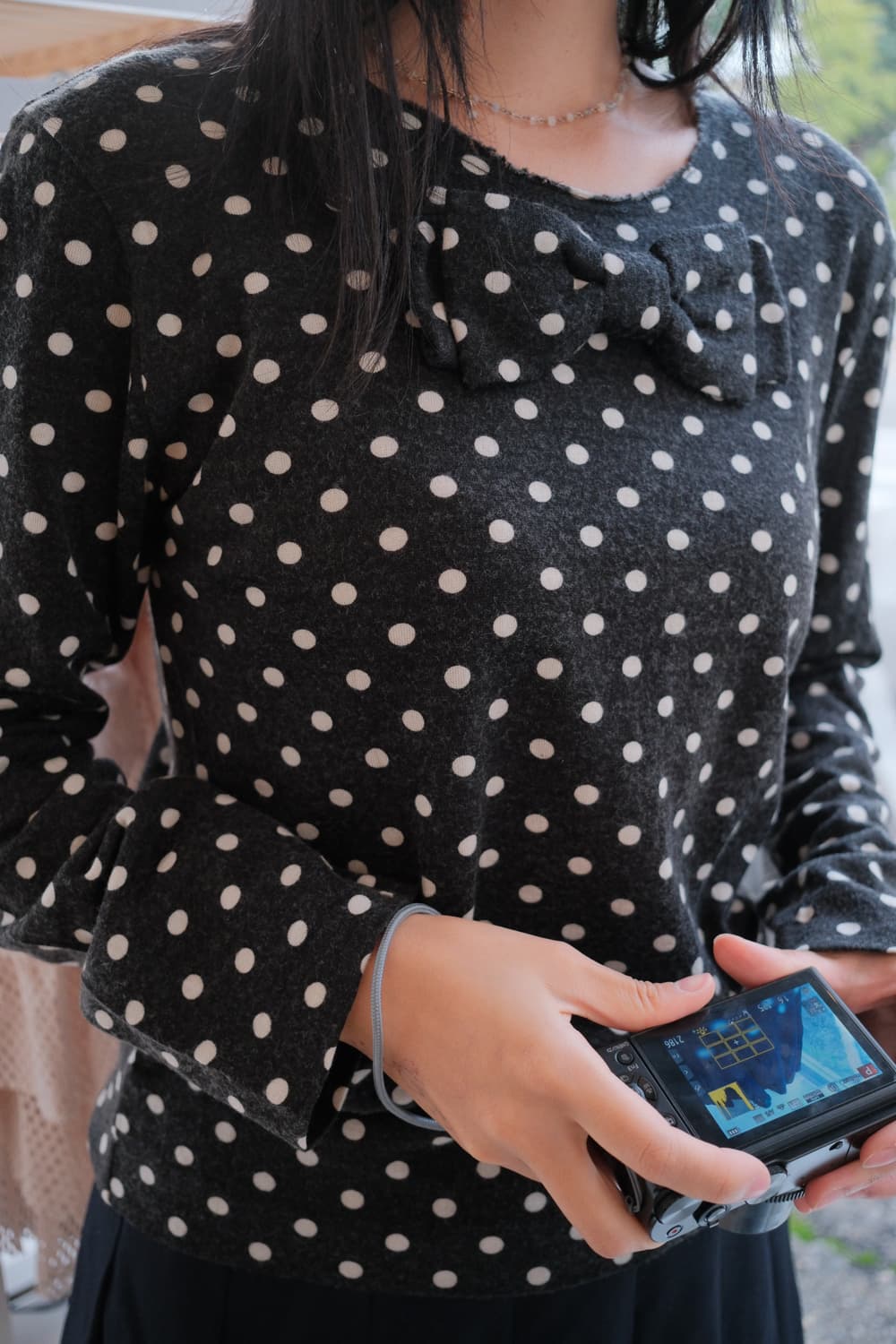 Ribbon dot wool top 상품이미지1