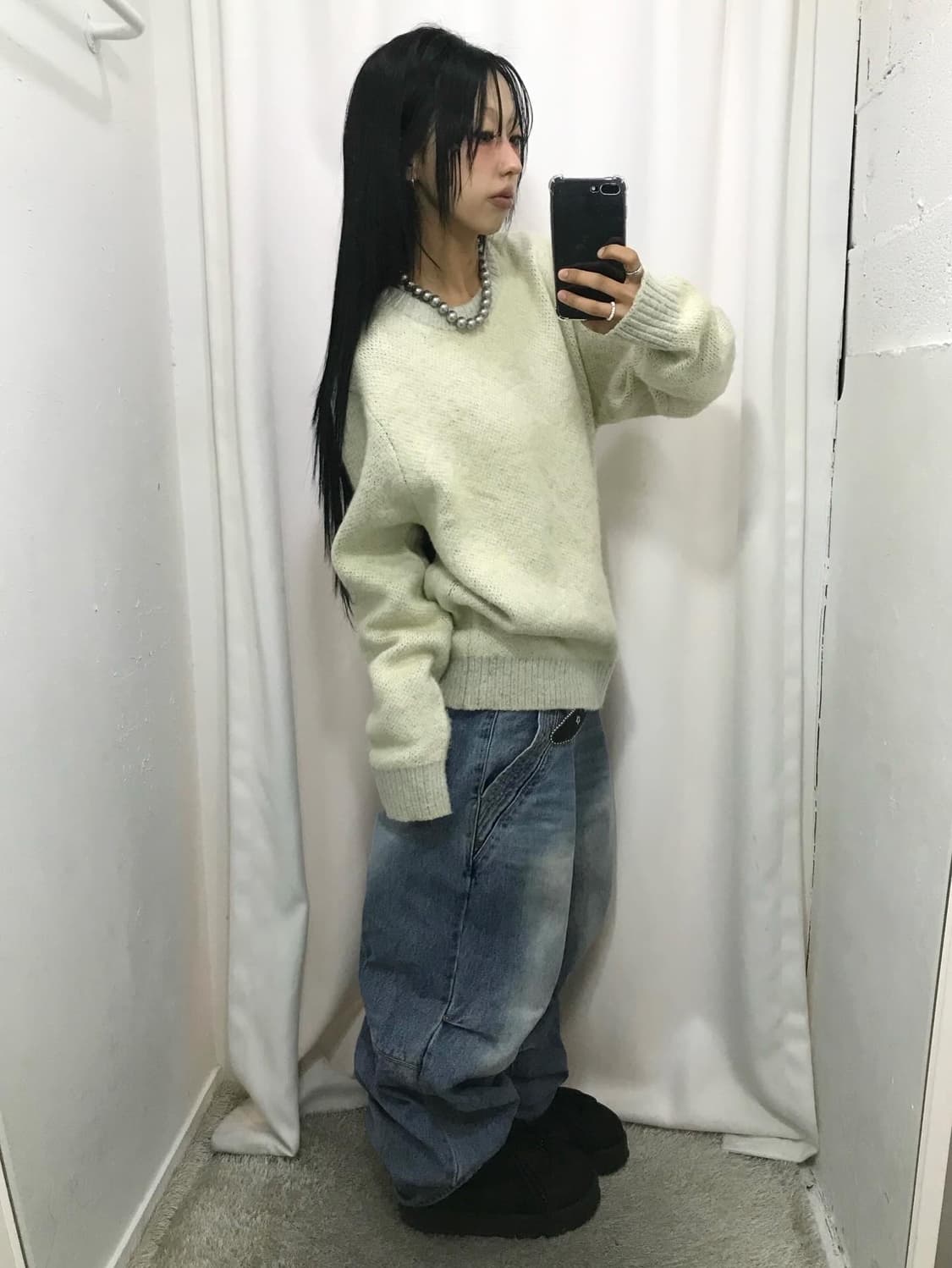 스투시 8볼 헤비 브러쉬드 모헤어 스웨터 - 크림 ( 레어 )  상품이미지4