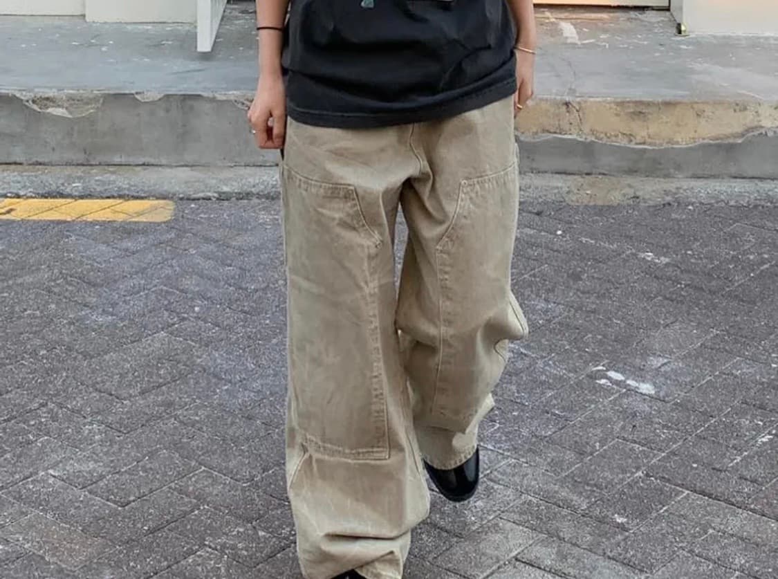 감마갤러리 와이드 더블니 카펜터 팬츠 (빈티지베이지컬러) 상품이미지2