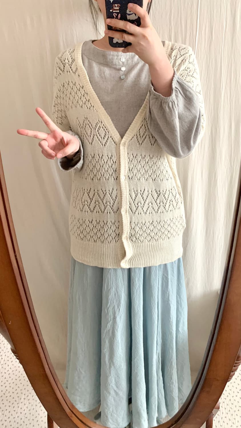 아이보리 여름 니트 가디건 상품이미지4