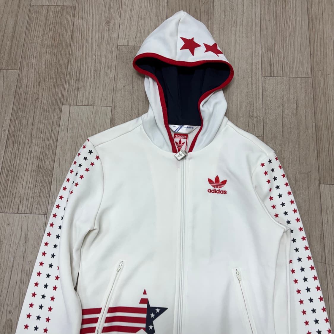 아디다스 USA 성조기 후드집업 화이트 상품이미지2