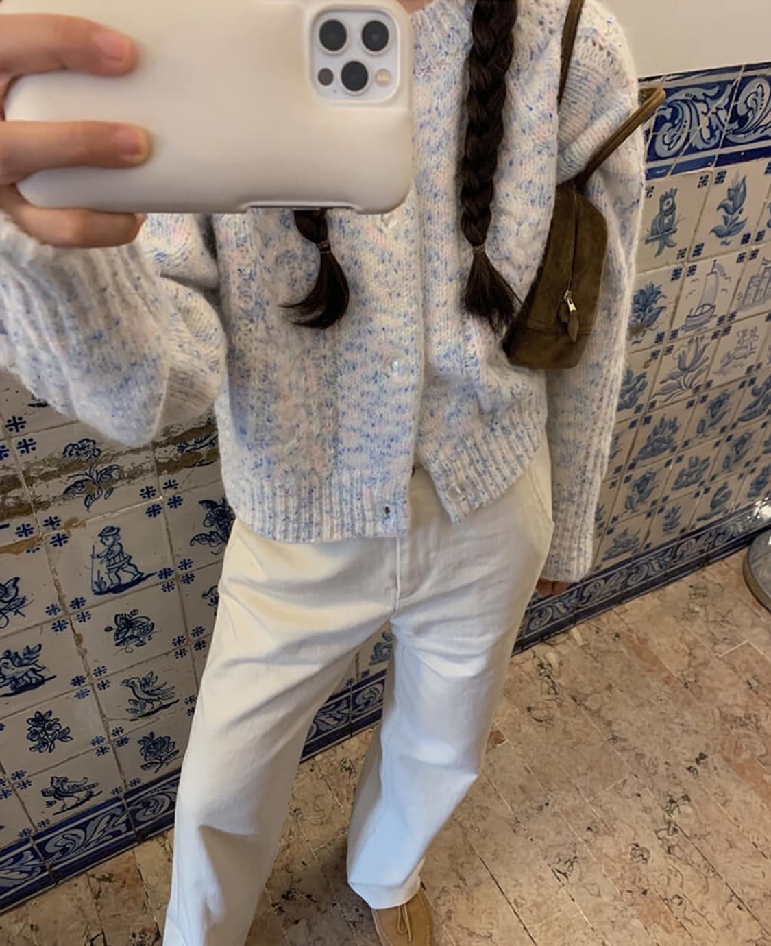 메이비베이비 디어리스트 벌스데이 케이블 알파카 니트 가디건 블루소다 상품이미지4