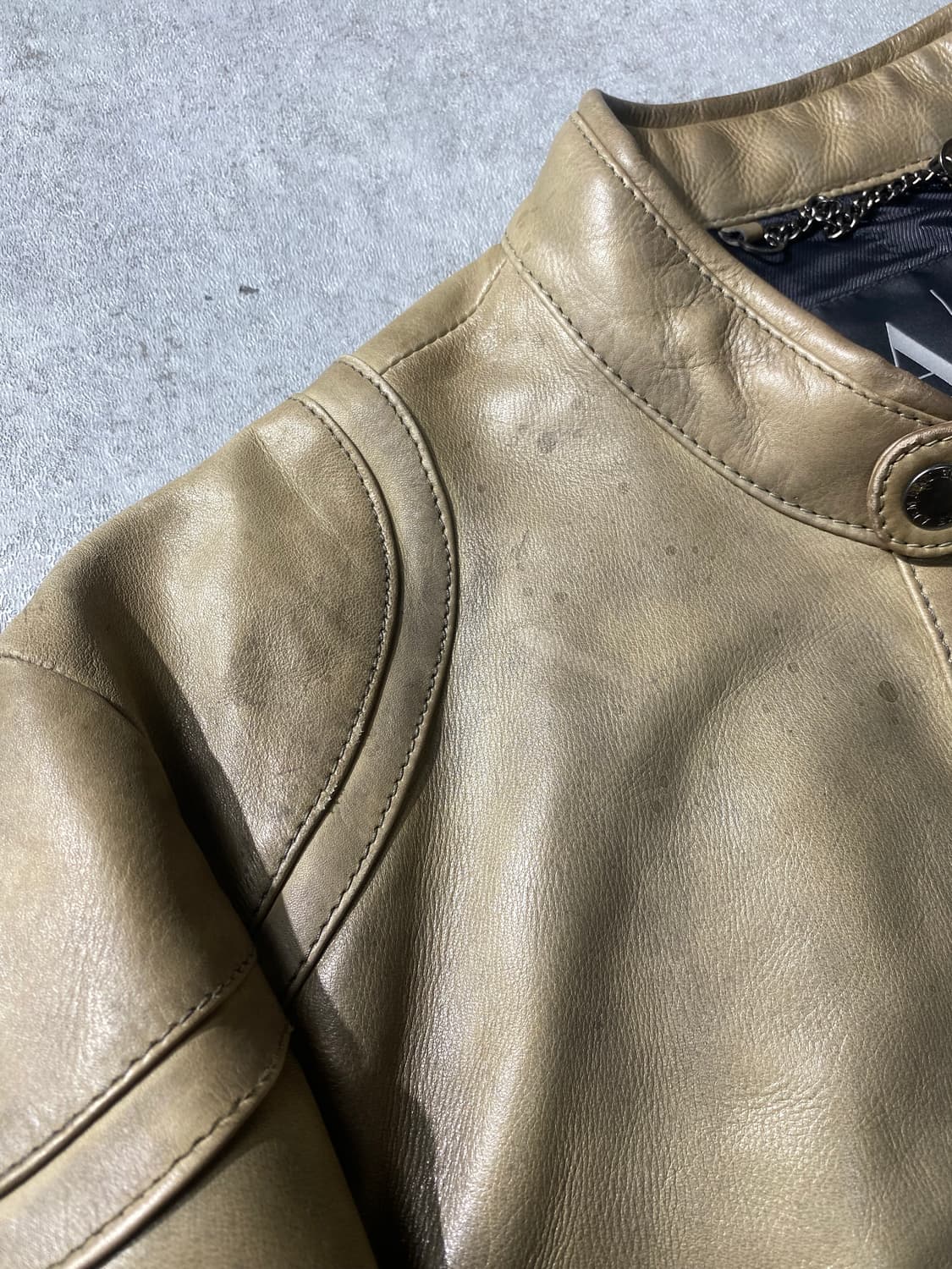 [M] Armani 아르마니 익스체인지 카우하이드 싱글 라이더자켓 상품이미지3