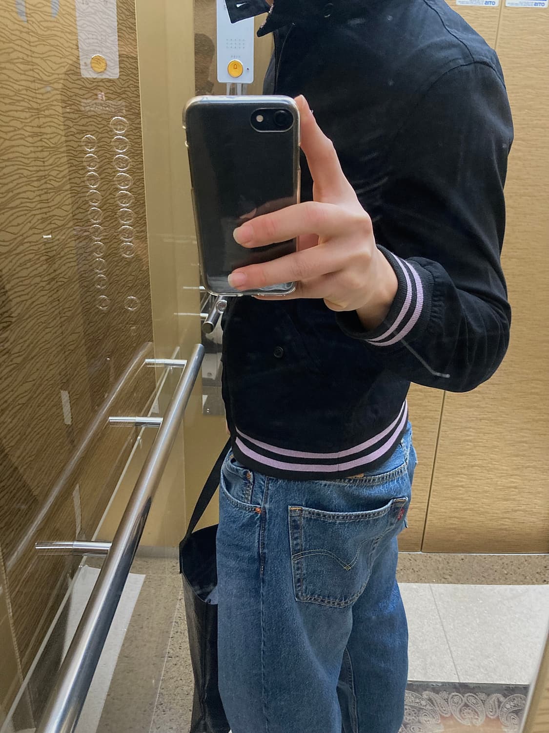 (M) 빔즈 블랙 퍼플 시보리 스윙탑 자켓 상품이미지1